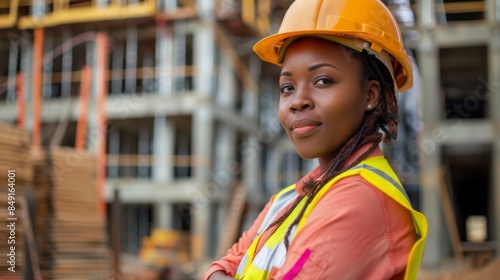 confident female construction worker , female construction worker project