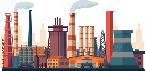Oil refinery. Industrial factories background