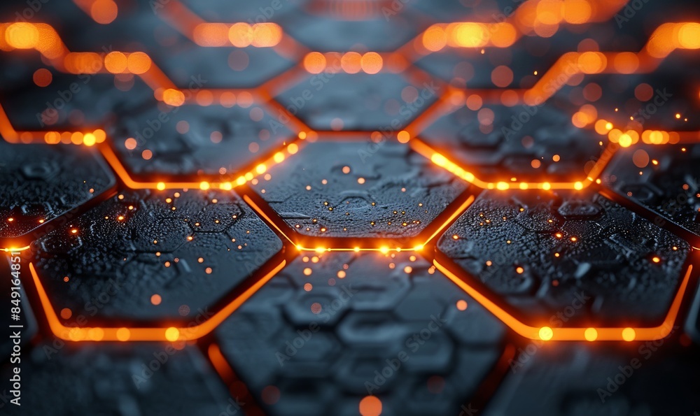 Obraz premium Abstract background with glowing lights hexagon