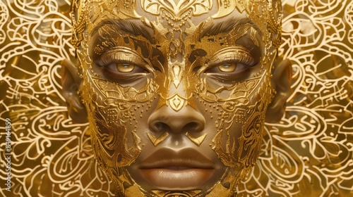 3d golden girl face wallpaper © Art Wall