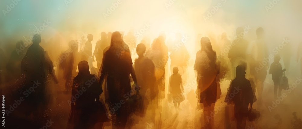 Morning Serenity Refugees at Border Seeking Hope and Shelter in Soft Focus Light Morning Serenity Refugees at Border Seeking Hope and Shelter in Soft Focus Light