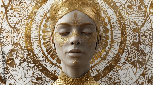3d golden girl face wallpaper © Art Wall