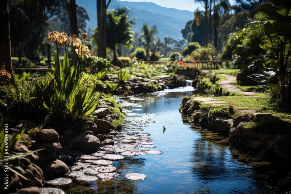 Exuberant scenery in the Bogota Botanical Garden., generative IA