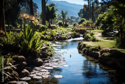 Obraz na płótnie Exuberant scenery in the Bogota Botanical Garden., generative IA w salonie