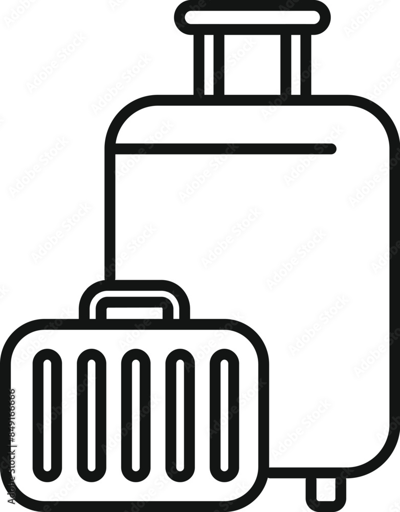Line icon of baggage waiting to be picked up for a vacation trip Line icon of baggage waiting to be picked up for a vacation trip