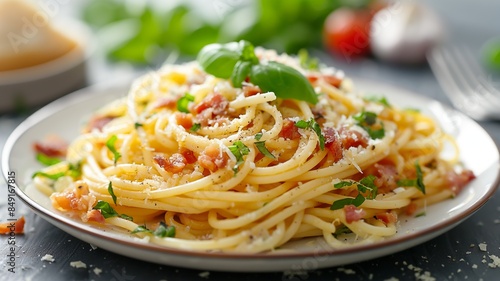 Delicious Spaghetti Carbonara with Crispy Bacon