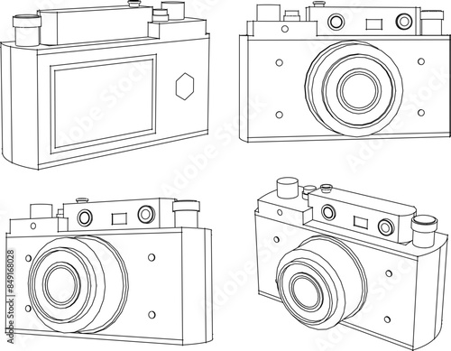 Sketch illustration vector drawing design of old classic vintage manual mode camera