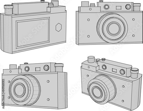 Sketch illustration vector drawing design of old classic vintage manual mode camera