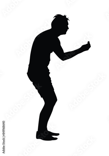 Beggar Silhouette. A man in rags asking for money. Poverty concept vector art