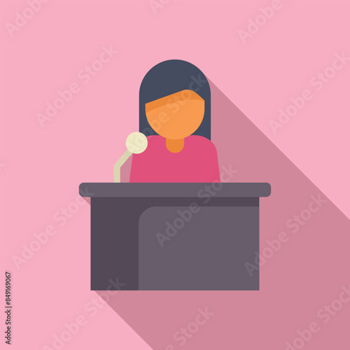 Politician is speaking to a microphone behind a rostrum during a press conference