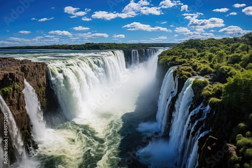 Obraz na płótnie Foz do Iguaçu Falls, Itaipu and Tourists., generative IA w salonie