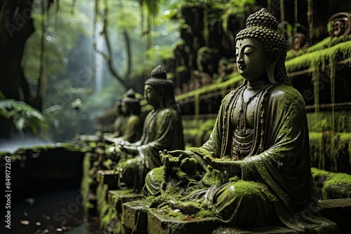 Buddhist Temple Chen Tien Sculptures and Serenal Gardens., generative IA photo