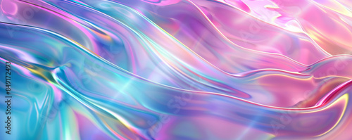 Modern holographic background with iridescent rainbow colors and smooth texture: Futuristic and eye-catching, perfect for a vibrant and contemporary design