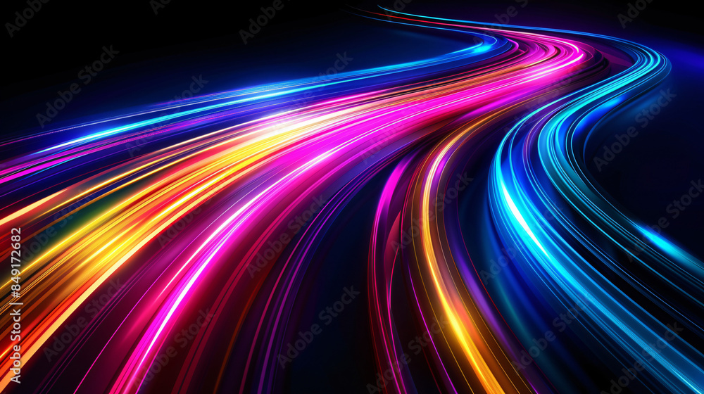 Light trails creating a colorful design on a dark background Light trails creating a colorful design on a dark background