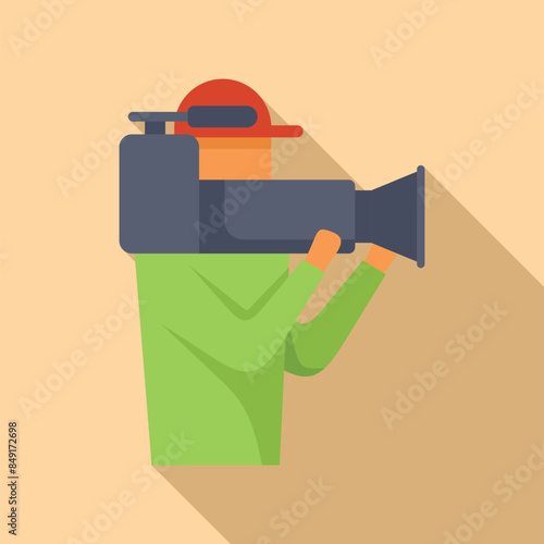 Cameraman filming using a professional video camera, live event coverage concept