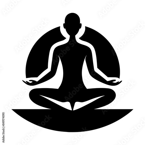 Yoga icon silhouette. Meditation relaxation silhouette vector illustration