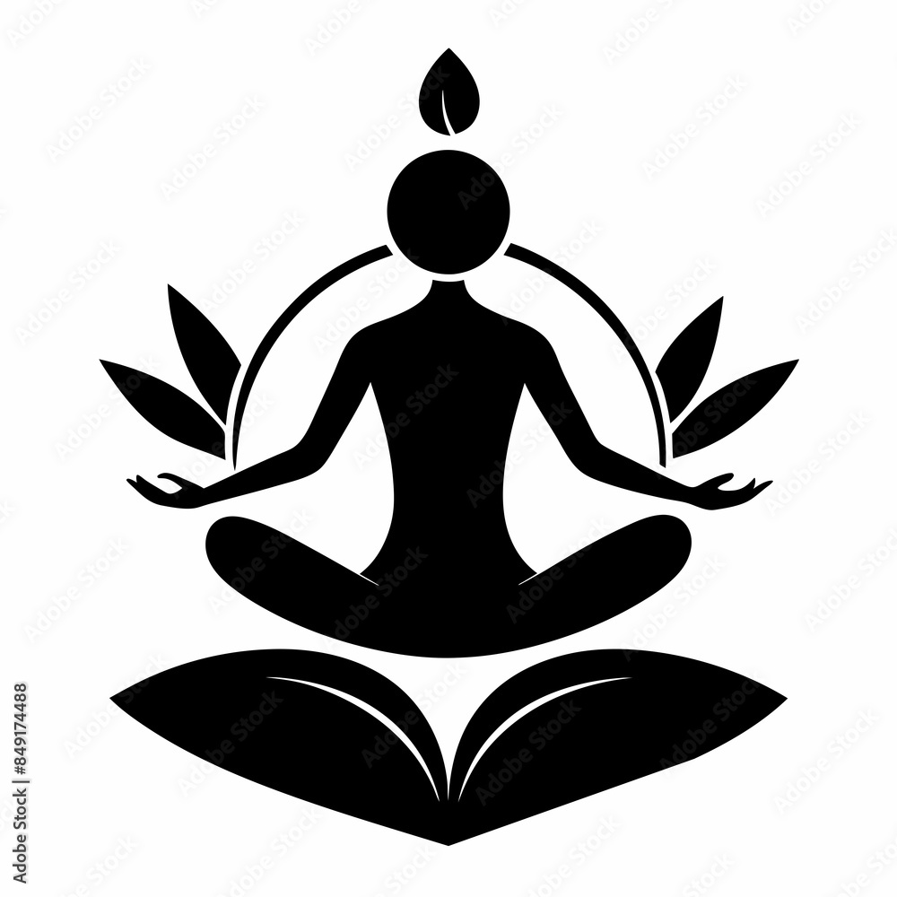 Yoga icon silhouette. Meditation relaxation silhouette vector illustration Yoga icon silhouette. Meditation relaxation silhouette vector illustration
