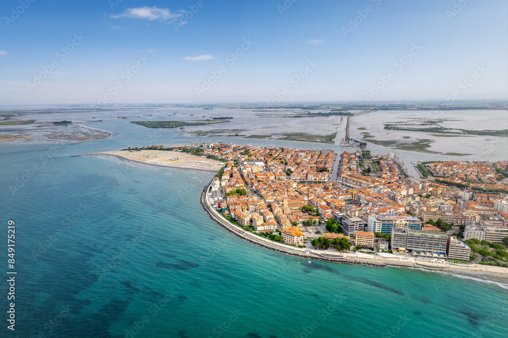 Aerial view over Grado, Gorizia, Friaul, Italy
