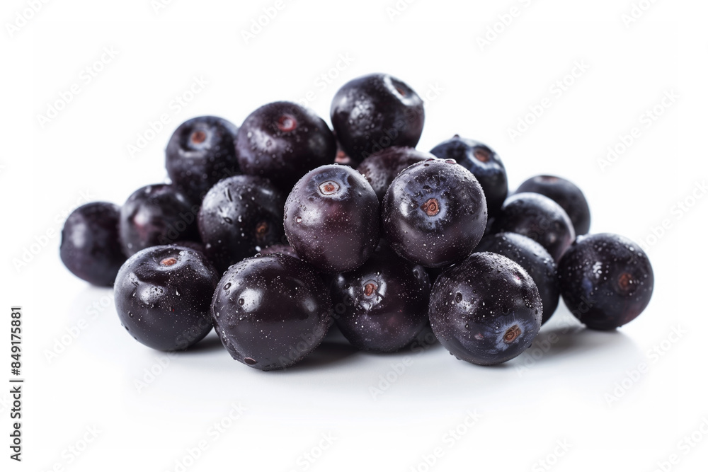 Closeup photo of a group of acai berries isolated on white Closeup photo of a group of acai berries isolated on white