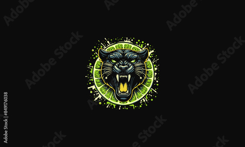 head panther angry with lime vector design