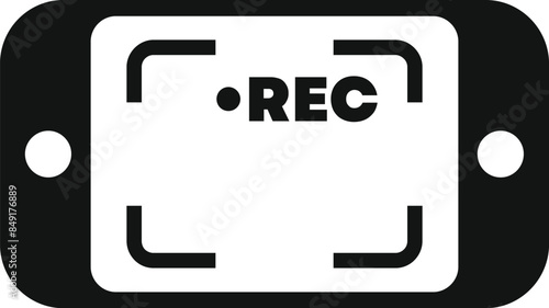 Black silhouette of a smartphone recording a video with the rec symbol displayed