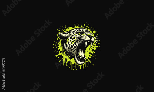 head cheetah angry with lime vector design
