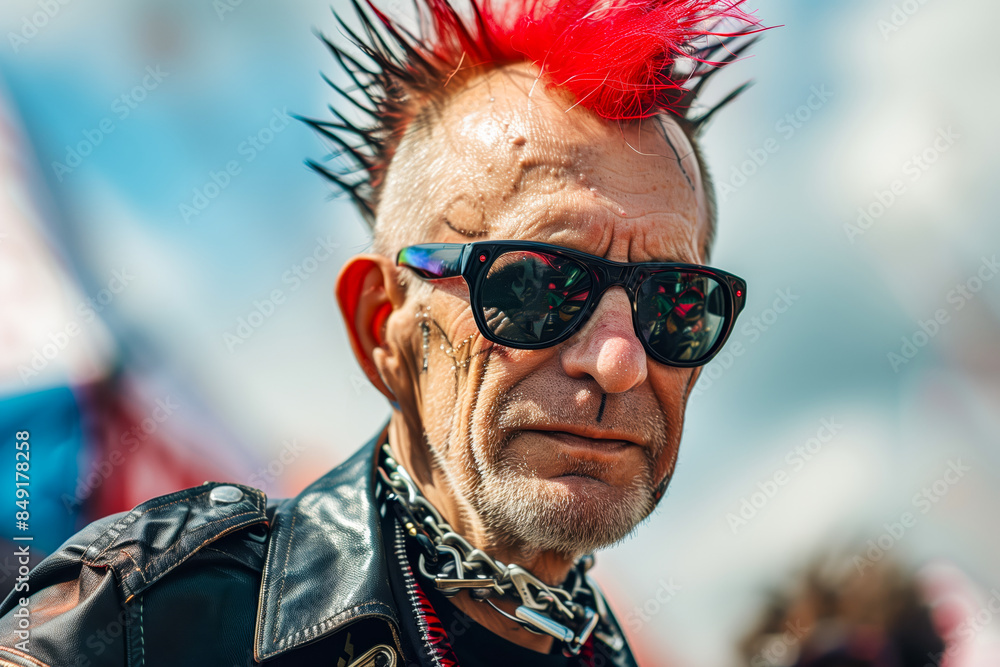 Man with mohawk at rock festival Man with mohawk at rock festival