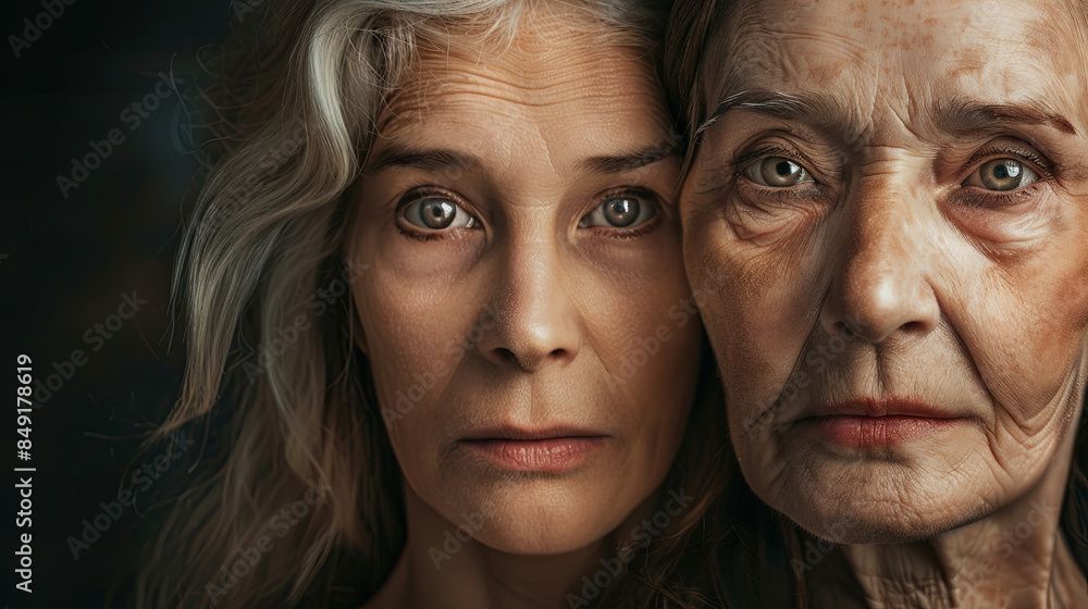 The concept of age, young and old woman as youth and old age The concept of age, young and old woman as youth and old age