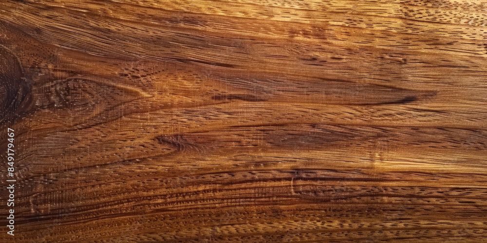 Obraz premium Polished teak wood background with golden brown tones and smooth finish: Excellent for classic or luxury designs, the golden brown tones and smooth finish of teak wood exude elegance and warmth