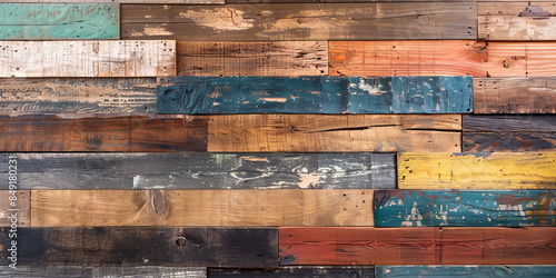 Rustic reclaimed wood background with varied colors and rough textures: Perfect for industrial or rustic designs, the varied colors and rough textures of reclaimed wood provide a unique and