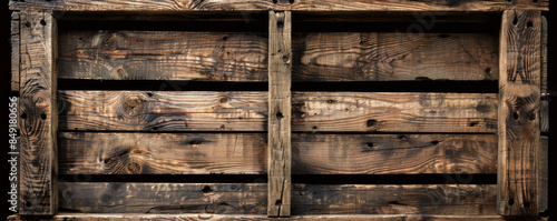 Rustic wooden crate background with distressed texture and varied brown tones: Unique and eclectic, perfect for a rustic and vintage theme photo