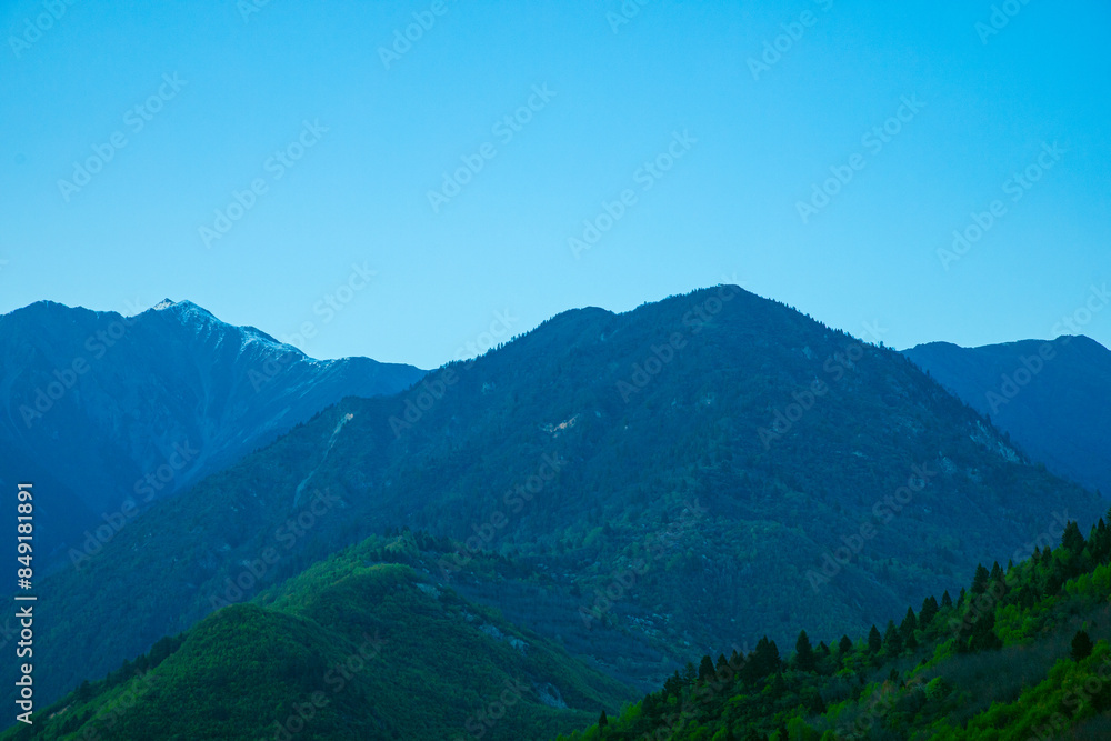 Jiuzhaigou, Aba, Sichuan Province - lakes and mountains under the blue sky Jiuzhaigou, Aba, Sichuan Province - lakes and mountains under the blue sky