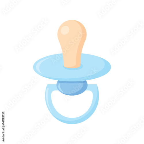 Blue baby Dummy for boy. Baby pacifier icon. Element for design of logo, icons, buttons. Isolated vector illustration