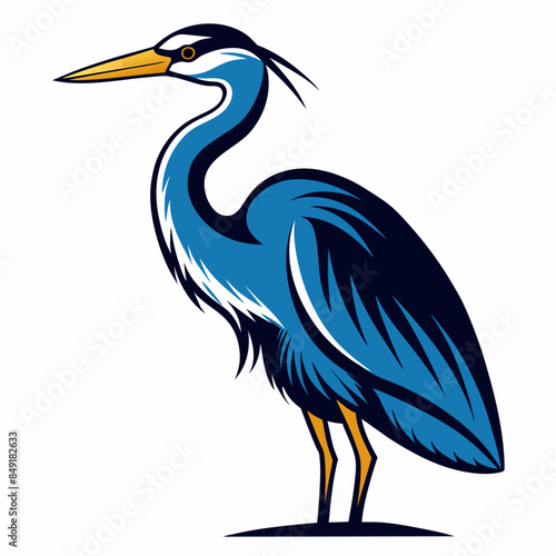 Solid black outline Great Blue Heron animal vector svg
