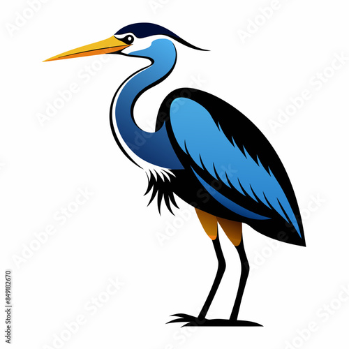 Solid black outline Great Blue Heron animal vector svg