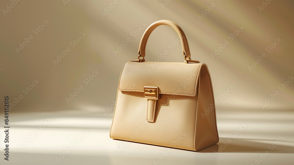 beige elegant bag isolated on white background beige elegant bag isolated on white background