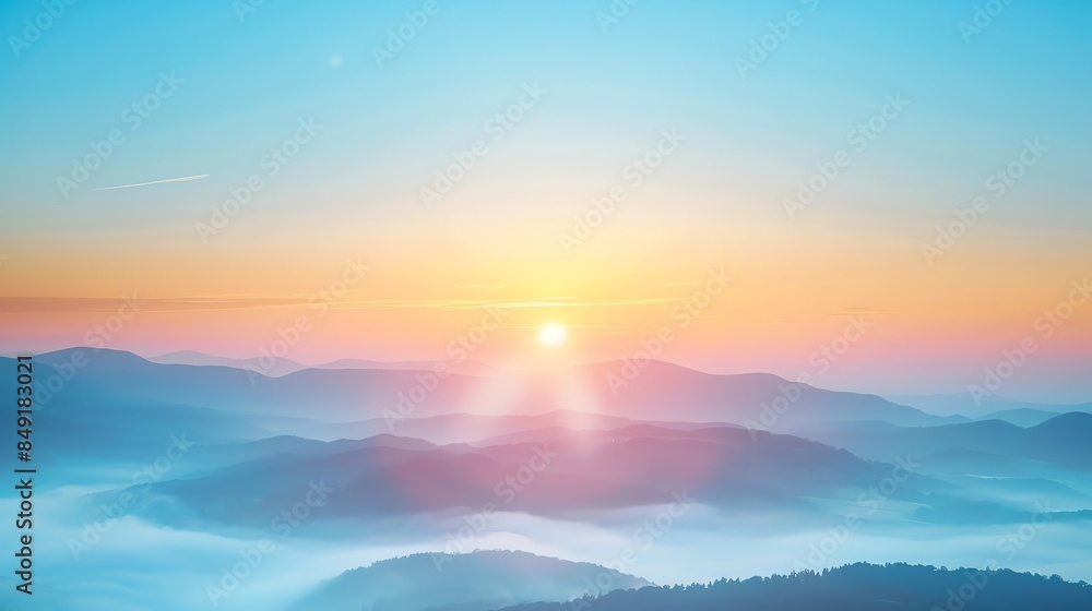 Beautiful sunrise over a misty mountain range. Beautiful sunrise over a misty mountain range.