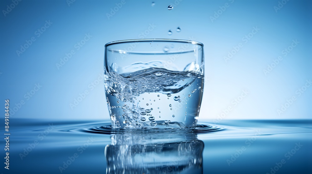 Close-up of clean water in a glass, purity, clarity Close-up of clean water in a glass, purity, clarity