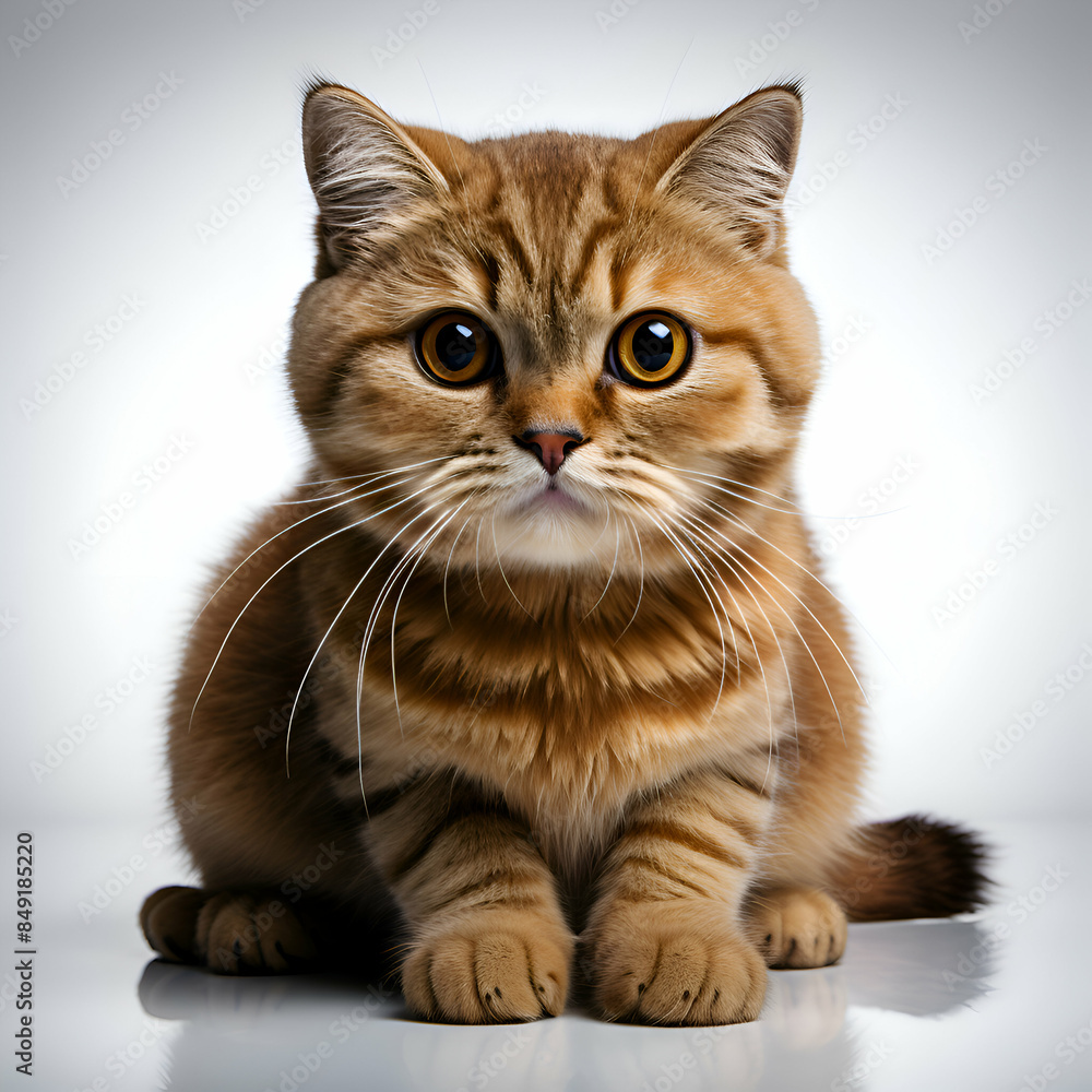 Beautiful scottish fold cat sitting on a white background. Beautiful scottish fold cat sitting on a white background.