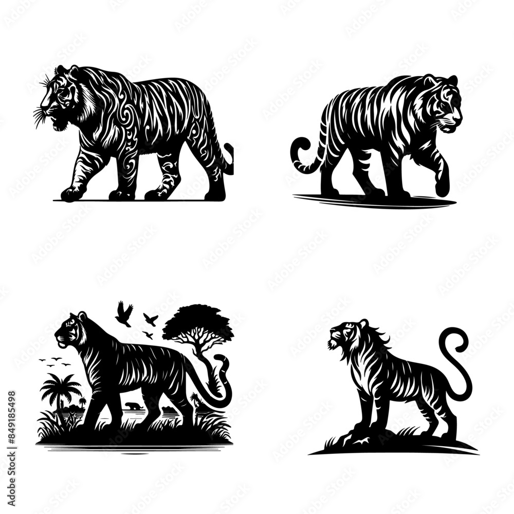 Obraz premium Tiger silhouette Vector