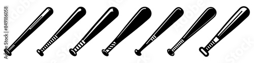 Baseball bat icons set. Baseball logo icon in flat design. Vector illustration.