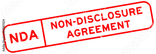 Grunge red NDA Non disclosure agreement word square rubber seal stamp on white background