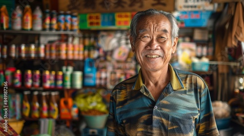 Photograph of a happy Asian male shop owner © ศิริชาติ ชุมพล