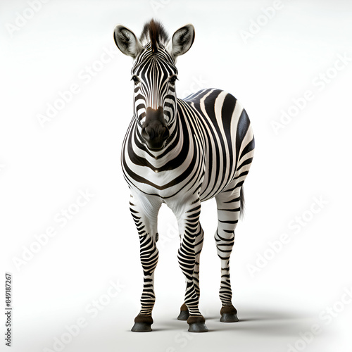Zebra isolated on white background. 3d rendering Studio. photo