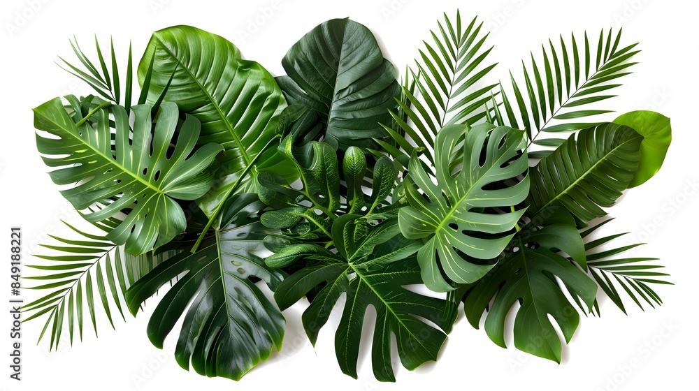 Vibrant Tropical Foliage in Lush Natural Environment