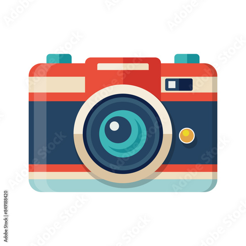 Photo camera isolated on white background. Flat design. Vector illustration.
