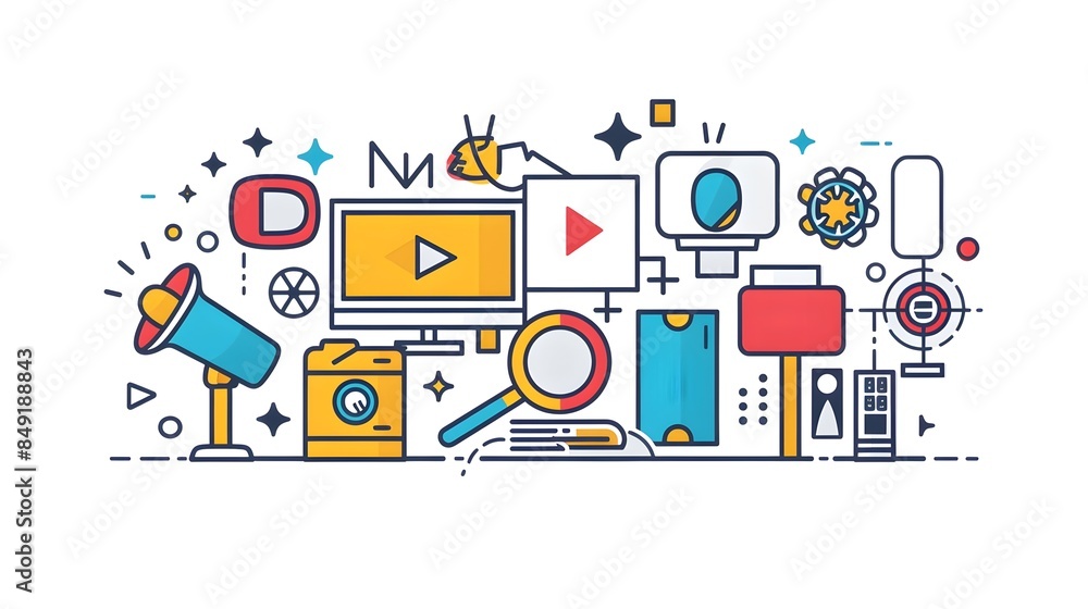 Multimedia Digital Technology Icons for Website, Application, and Online Digital Media Multimedia Digital Technology Icons for Website, Application, and Online Digital Media