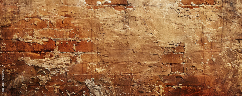Obraz premium Rustic adobe brick background with rough texture and natural earthy tones: Warm and inviting, ideal for a cozy and vintage look