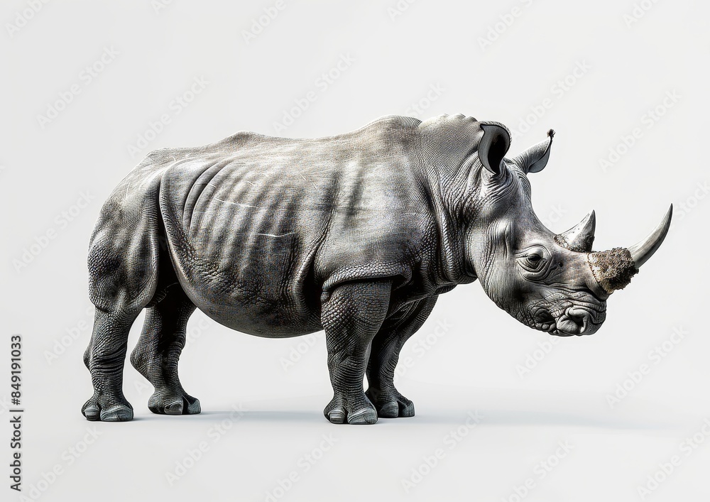 Obraz premium Powerful Rhinoceros Side View