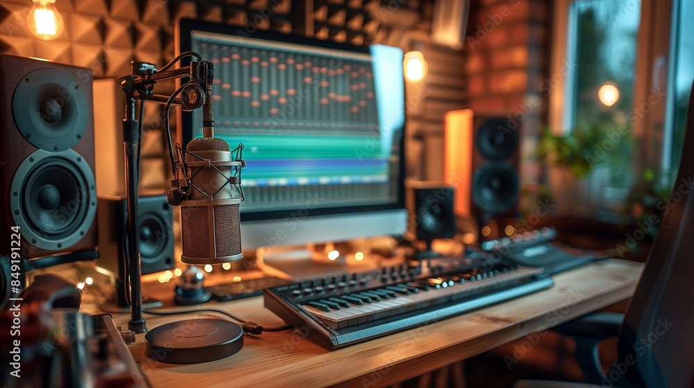 a home-based podcast studio, professional style interior design a home-based podcast studio, professional style interior design